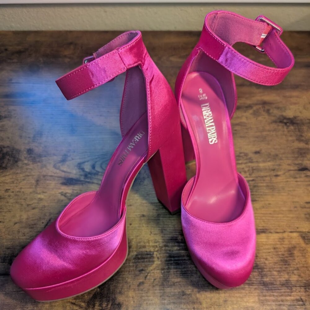 Platform Ankle Strap High Heel Pump Size 8.5 - Picture 3 of 7